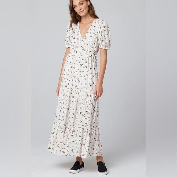 Saltwater Luxe Sz XS Ditsy Floral Leora Maxi Dress 100% Recycled Viscose - Picture 1 of 7